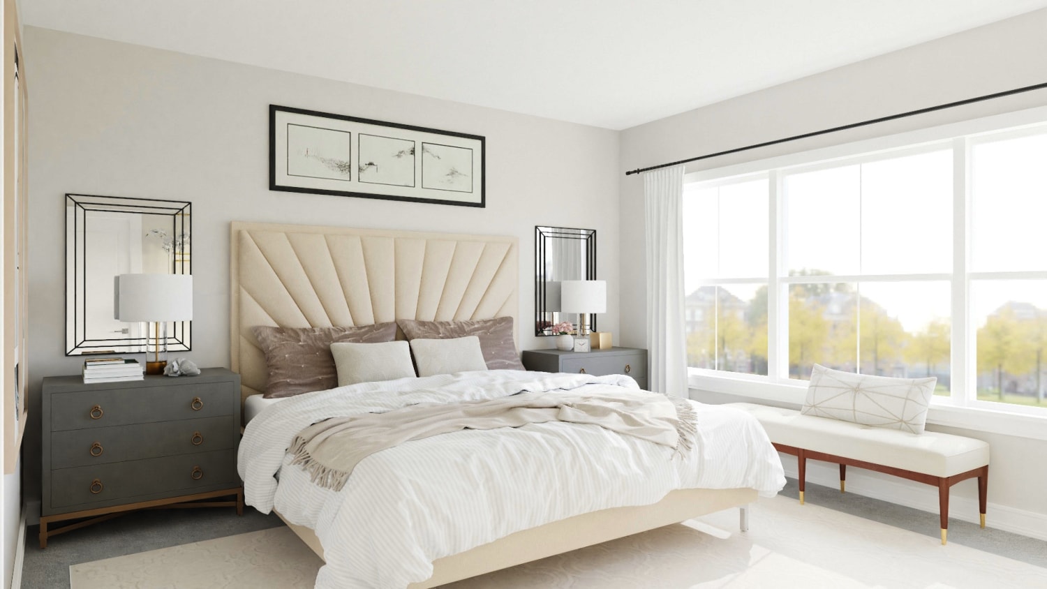 Ivory Dream: Elegant Transitional Bedroom Design By Spacejoy