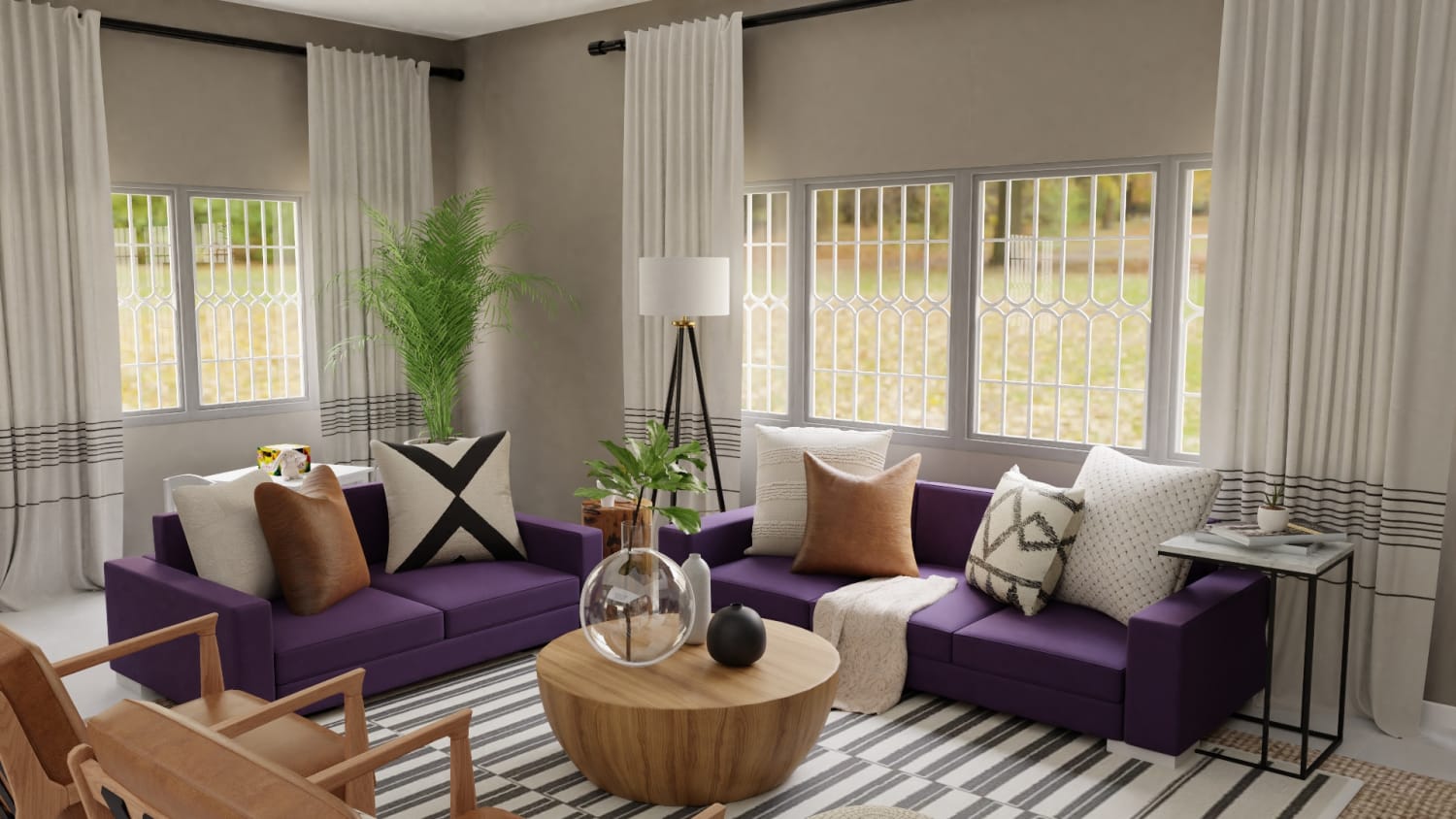 Unique Seating: Urban Modern Open Living and Dining Room Design By Spacejoy