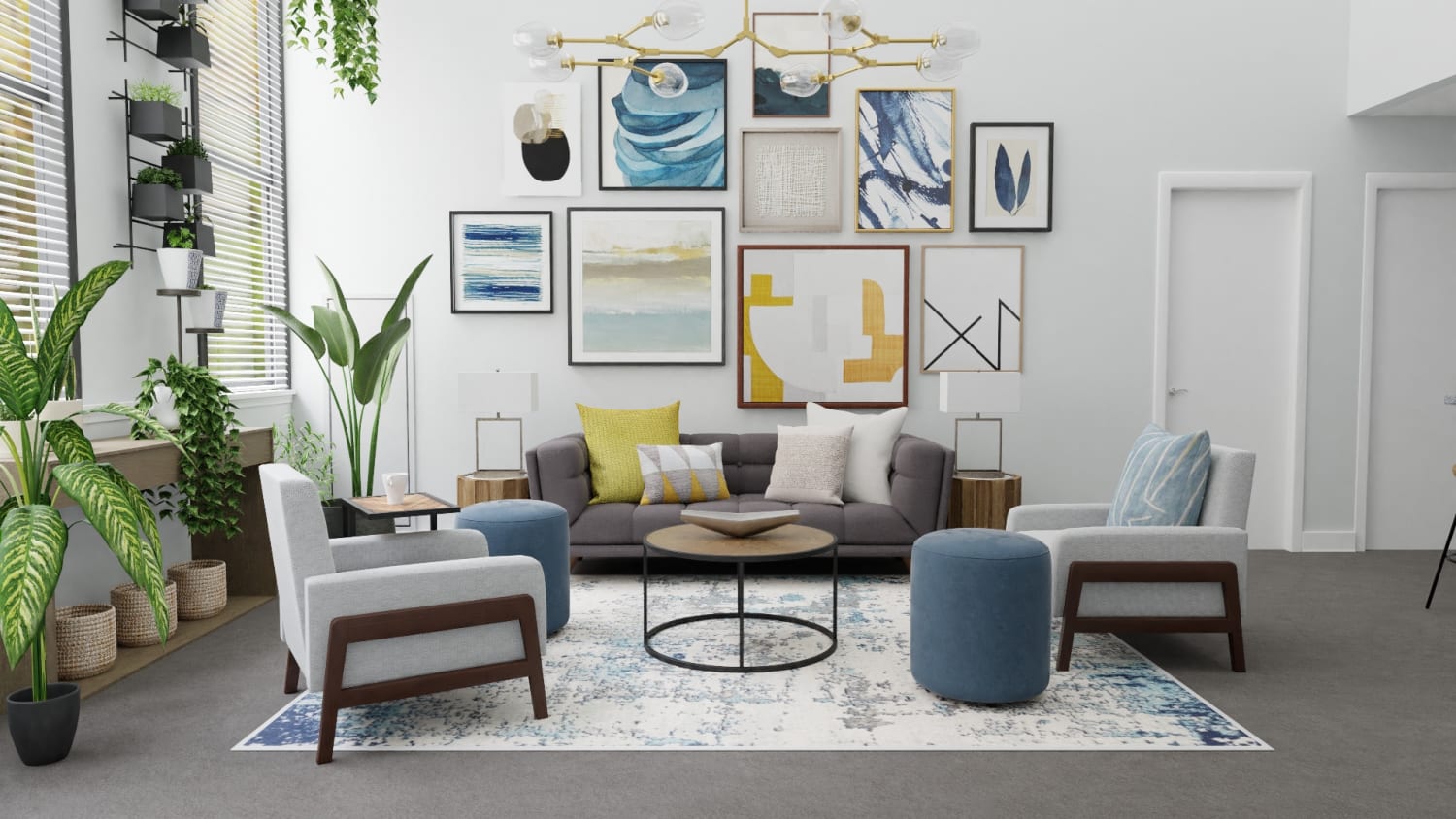 An Urban-Eclectic Living Room Suited for Plant Lovers Design By Spacejoy