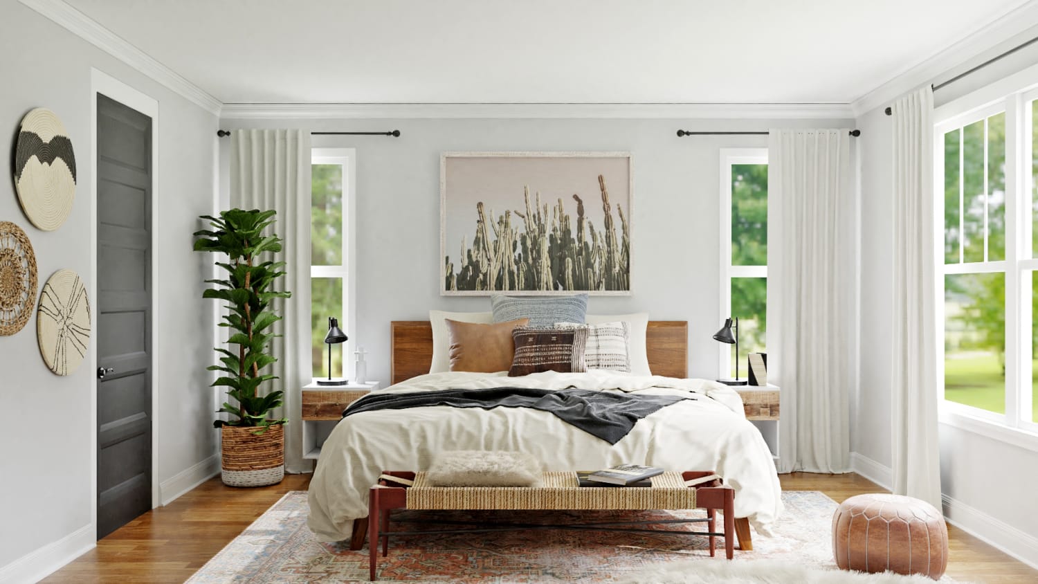 A Rustic Boho Bedroom with a Dreamy Reading Nook Design By Spacejoy