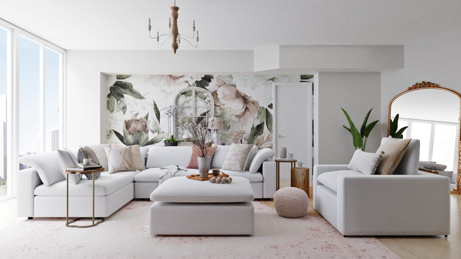 An Airy and Sophisticated Classic Traditional Living Room Worthy of a Magazine Design By Spacejoy