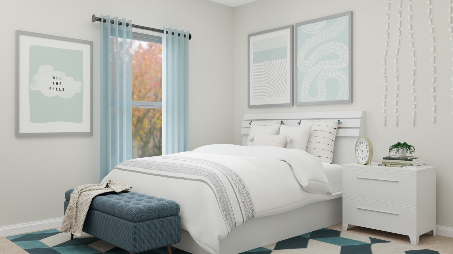 A Modern Transitional Kids Bedroom Designed for blue Dreams Design By Spacejoy