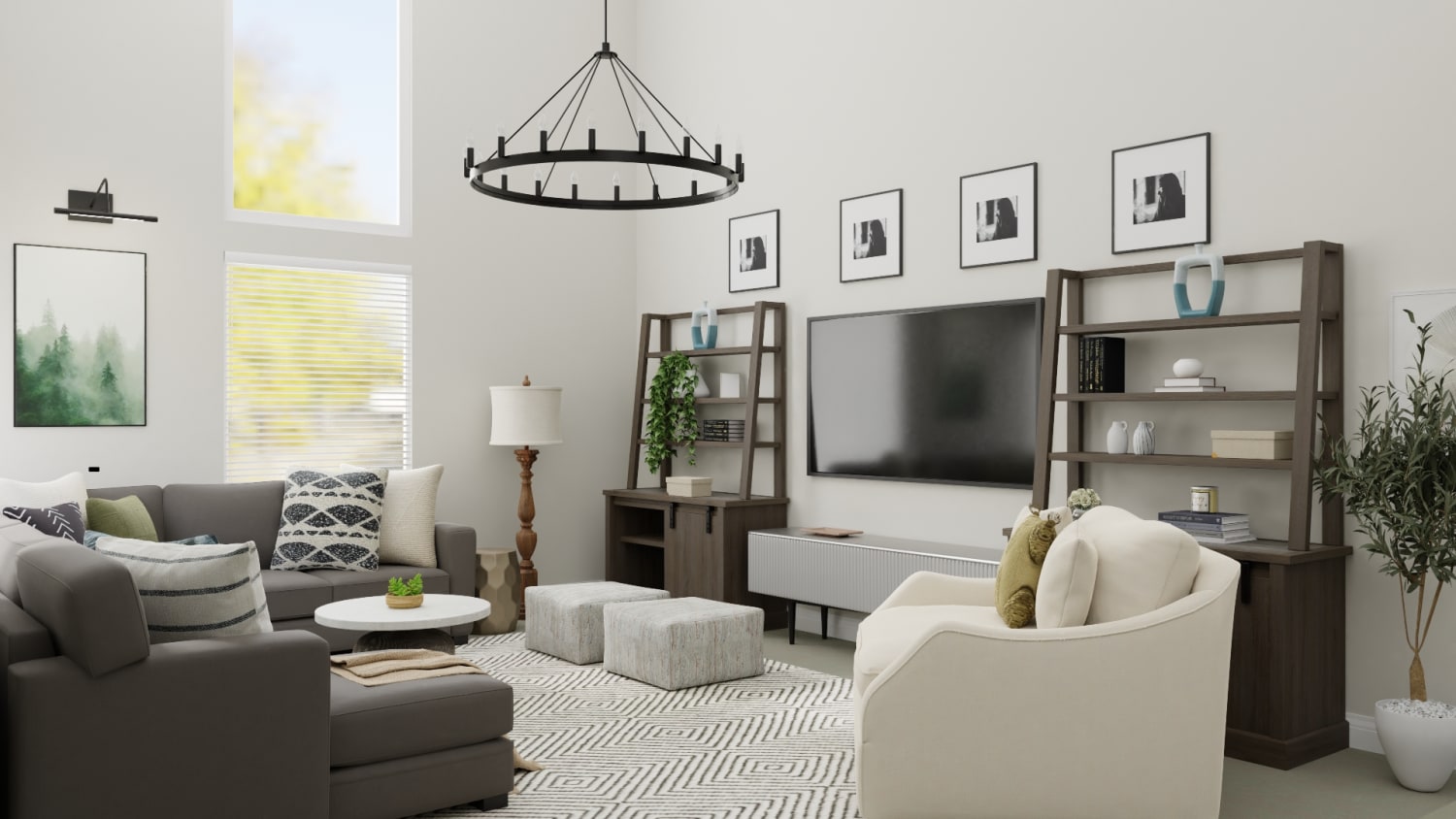 Multi-Functional and Transitional Living Room Design By Spacejoy
