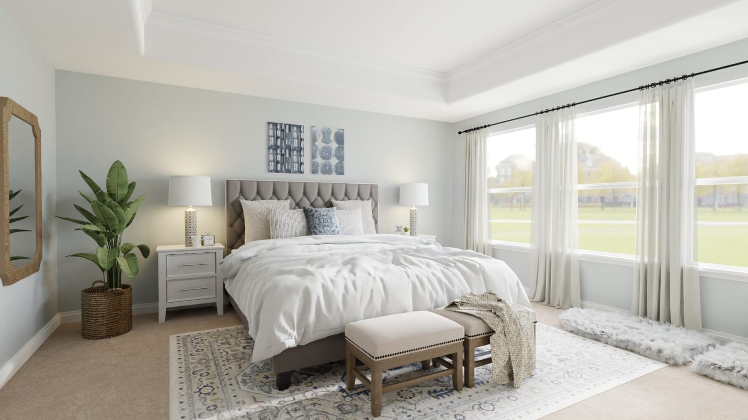 A Hotel-Worthy Relaxing Coastal Inspired Neutral Bedroom Design By Spacejoy