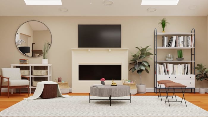 Kid-Friendly Living Room: Mid-Century Urban Design View 2 By Spacejoy