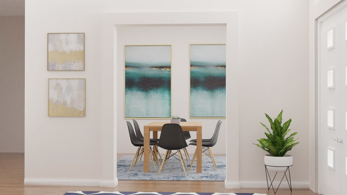 A Contemporary Entryway with Extra Storage & Mid-Century Vibes Design View 2 By Spacejoy