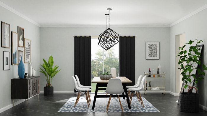 Urban Eclectic Dining Room in Geometric Motif Design View 3 By Spacejoy