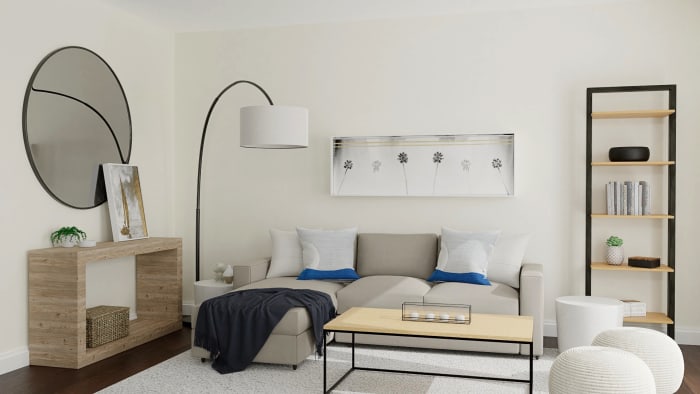 Coastal Vibes: Mid-Century Urban Living Room Design View 3 By Spacejoy