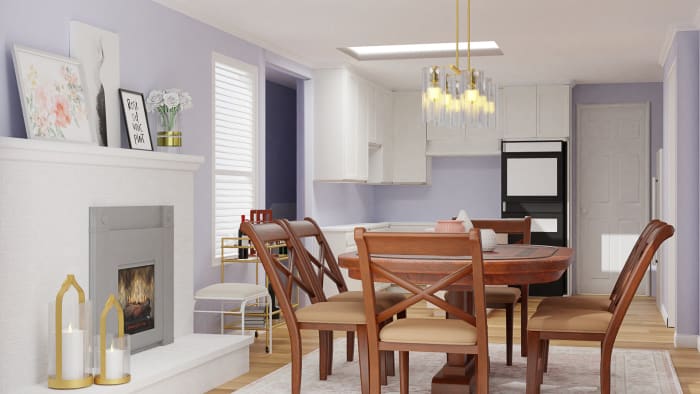 Feminine Modern Glam Dining Room Design View 3 By Spacejoy