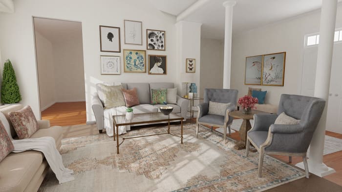 French Country Accents: Classic Traditional Living Room Design View 2 By Spacejoy