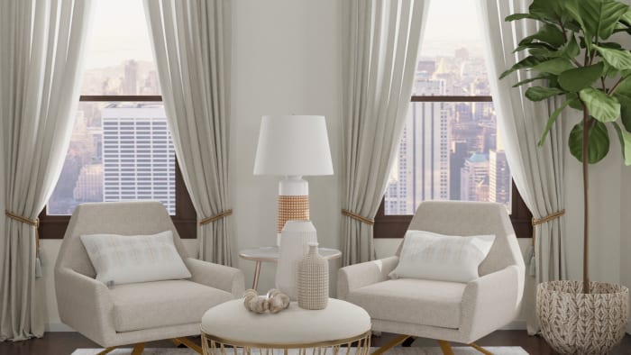 Sleeper Sofa + Lighter Fabrics: Transitional Coastal Living Room Design View 2 By Spacejoy