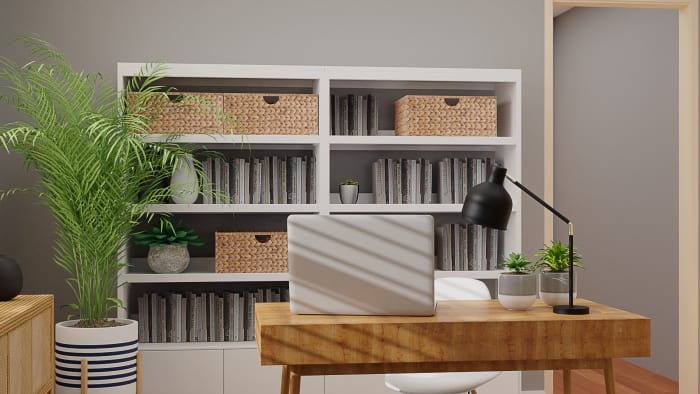 Natural Textures and Blonder Woods: Mid-Century Urban Office Design View 4 By Spacejoy