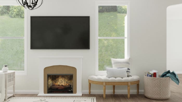 Neutral Tones: Modern Farmhouse Living Room Design View 4 By Spacejoy