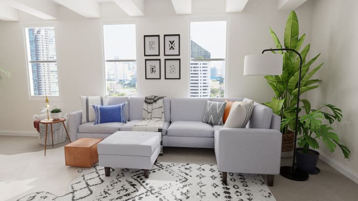 On a Budget: Rustic Transitional Living Room Design View 2 By Spacejoy