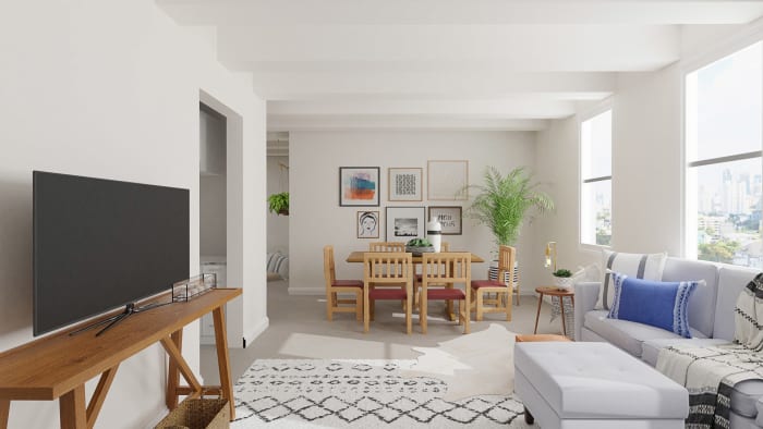 On a Budget: Rustic Transitional Living Room Design View 5 By Spacejoy