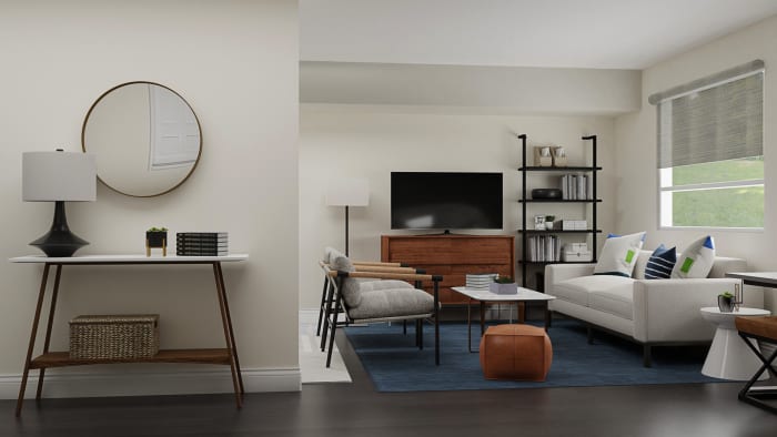 Navy Blue Masculine: Mid-Century Retro Studio Design View 2 By Spacejoy