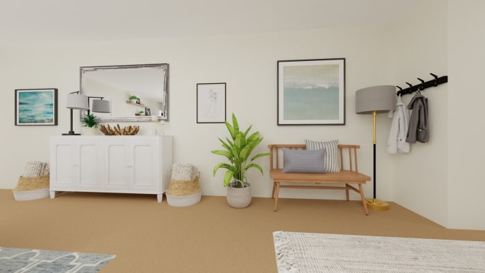 Beachy Vibes: Transitional Coastal Living Room Design View 5 By Spacejoy