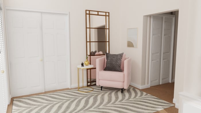 Pastel Accents: Elegant Glam Bedroom Design View 3 By Spacejoy