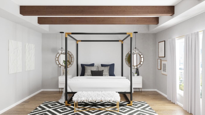 Canopy Bed: Glam Transitional Bedroom Design View 3 By Spacejoy