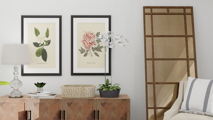 Statement Mirror + Storage: Glam Transitional Entry Design View 3 By Spacejoy
