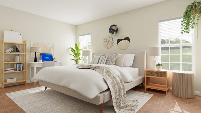 Multi Functional Space: Boho Minimalist Bedroom Design View 2 By Spacejoy