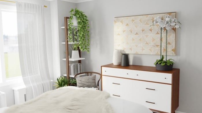 Monochromatic Color Palette: Boho Eclectic Bedroom Design View 4 By Spacejoy
