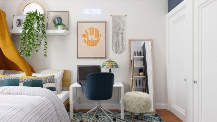 Small Space Ideas: Modern Eclectic Bedroom Design View 4 By Spacejoy