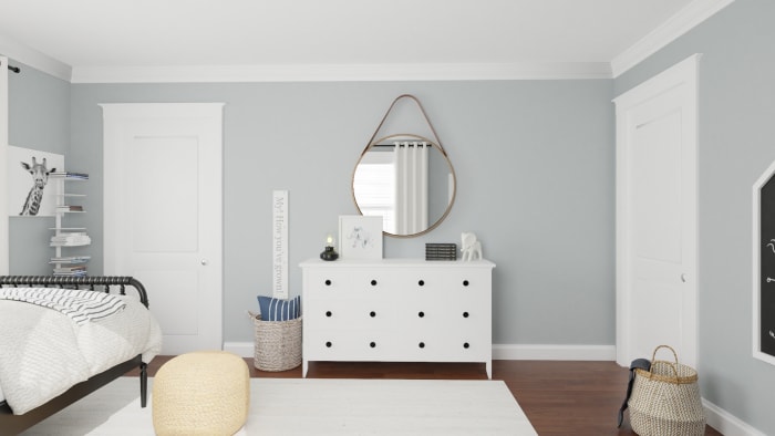Calming Blues: Traditional Farmhouse Boy's Room Design View 5 By Spacejoy