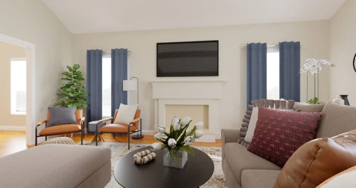 Open Floor Plan: Modern Farmhouse Living Room Design View 3 By Spacejoy