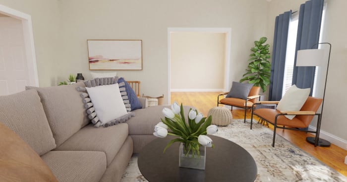 Open Floor Plan: Modern Farmhouse Living Room Design View 5 By Spacejoy