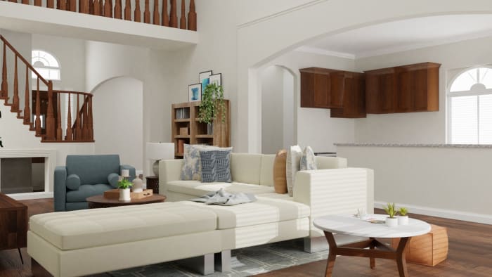 Overnight Guest Sleeping Option: Modern Transitional Living Room Design View 2 By Spacejoy