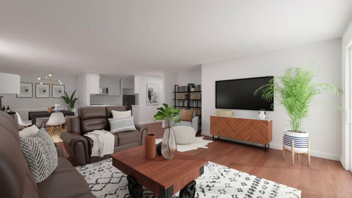 Masculine Color Palette: Urban Modern Living Room Design View 3 By Spacejoy