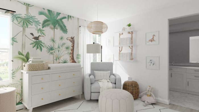 Storybook Safari Wallpaper : A Boho Scandinavian Nursery Design View 3 By Spacejoy