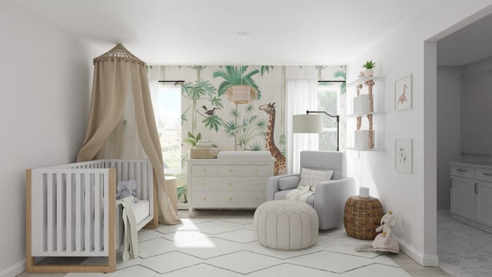 Storybook Safari Wallpaper : A Boho Scandinavian Nursery Design View 4 By Spacejoy