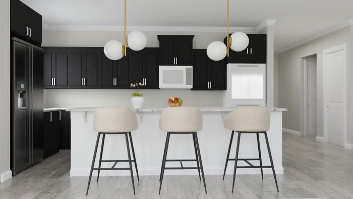 Monochromatic Color Palette: Modern Glam Dining Room Design View 3 By Spacejoy