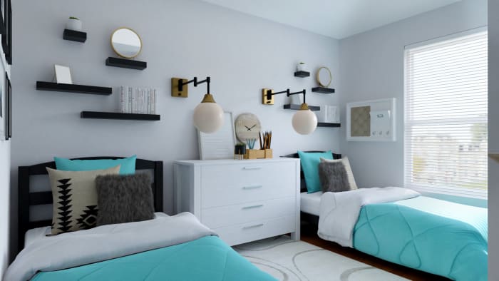 Twin Boys Room: Modern Minimalist Kids Room Design View 4 By Spacejoy