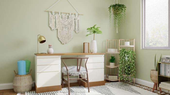 Cozy Reading Nook: Modern Boho Study Room Design View 2 By Spacejoy