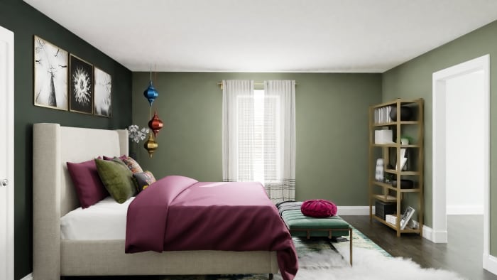 Jewel Tones: Modern Glam Bedroom Design View 3 By Spacejoy