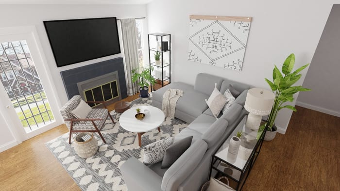 Maximizing Seating Space: Mid-Century Contemporary Living Room Design View 3 By Spacejoy