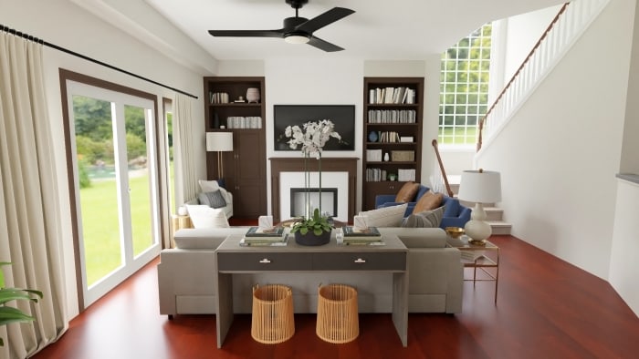 Additional Seating: Modern Transitional Living Room Design View 5 By Spacejoy