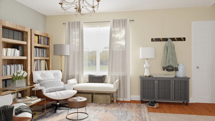 Home Library: Transitional Study Room Design View 4 By Spacejoy