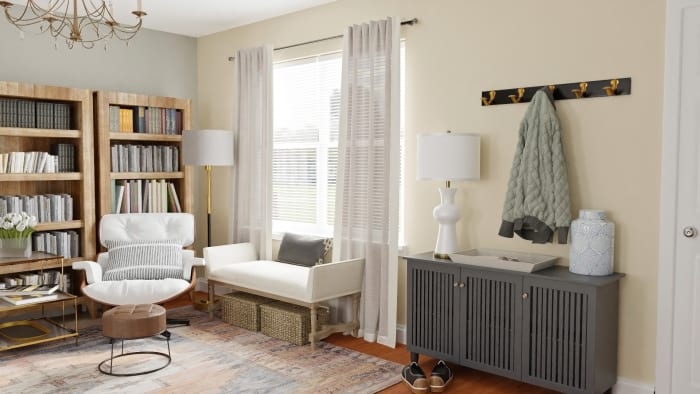 Home Library: Transitional Study Room Design View 5 By Spacejoy