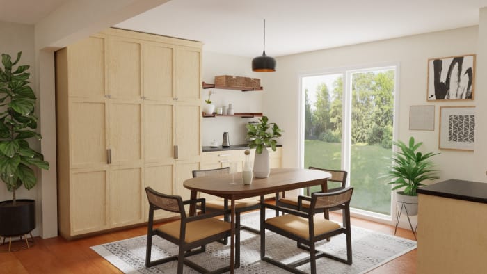 Natural Cane Chairs: Modern Farmhouse Dining Room Design View 2 By Spacejoy