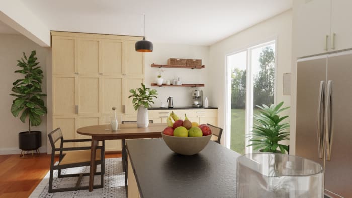 Natural Cane Chairs: Modern Farmhouse Dining Room Design View 5 By Spacejoy