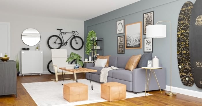 Surfing Vibes: Urban Minimalist Living Room Design View 2 By Spacejoy