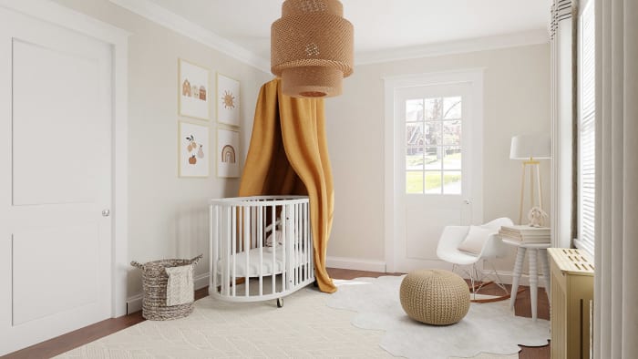 Floral Wallpaper: Scandinavian Nursery Design View 3 By Spacejoy