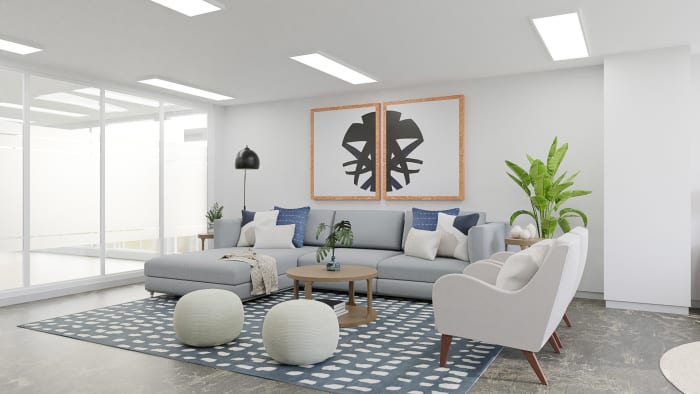 Coastal Vibes: Transitional Coastal Studio Design View 2 By Spacejoy