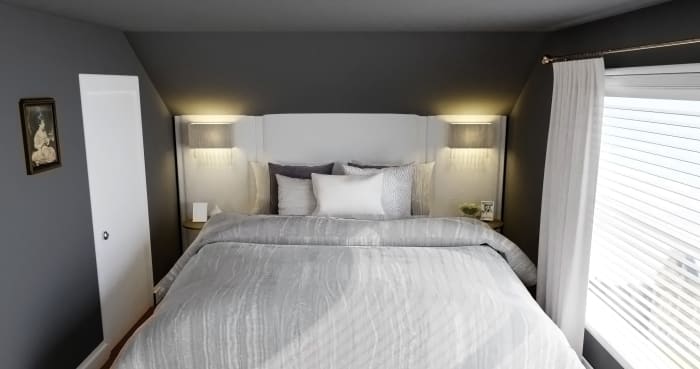 Gray and Gold: Elegant Glam Bedroom Design View 2 By Spacejoy