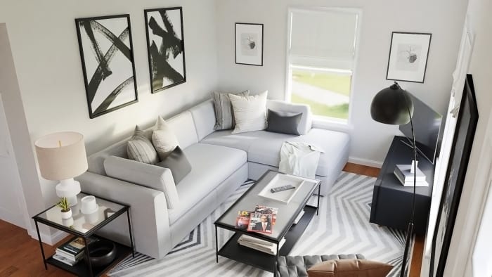 Abstract Art: Urban Modern Living Room Design View 3 By Spacejoy