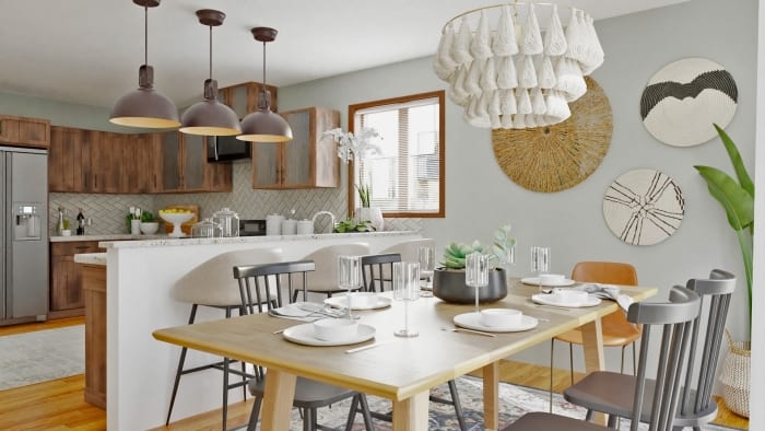 Custom Kitchen: Rustic Boho Dining Room Design View 4 By Spacejoy